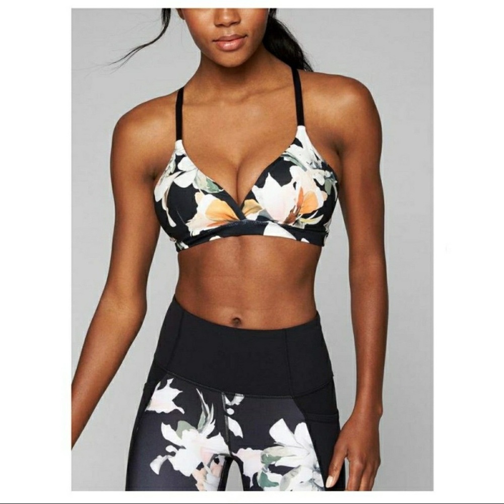 NWOT Athleta Inhale cropped leggings / tight floral black